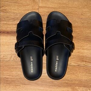 Madden Girl Black Slide Sandals